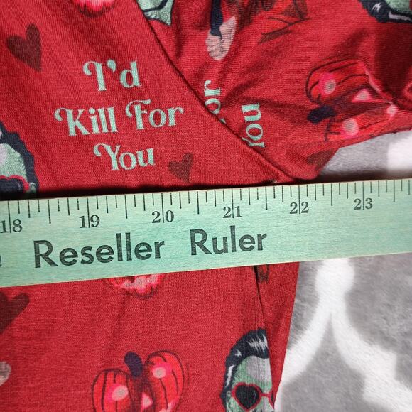 A Black Star Pajama Set Womens Large Red Halloween Horror Graphic Shorts Lounge - Picture 5 of 9